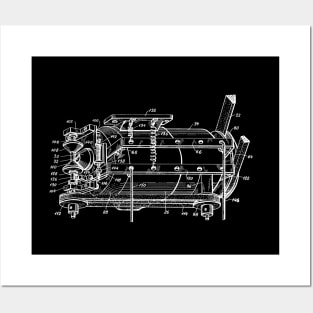 Driving Arrangements for Sewing Machine Vintage Patent Hand Drawing Posters and Art